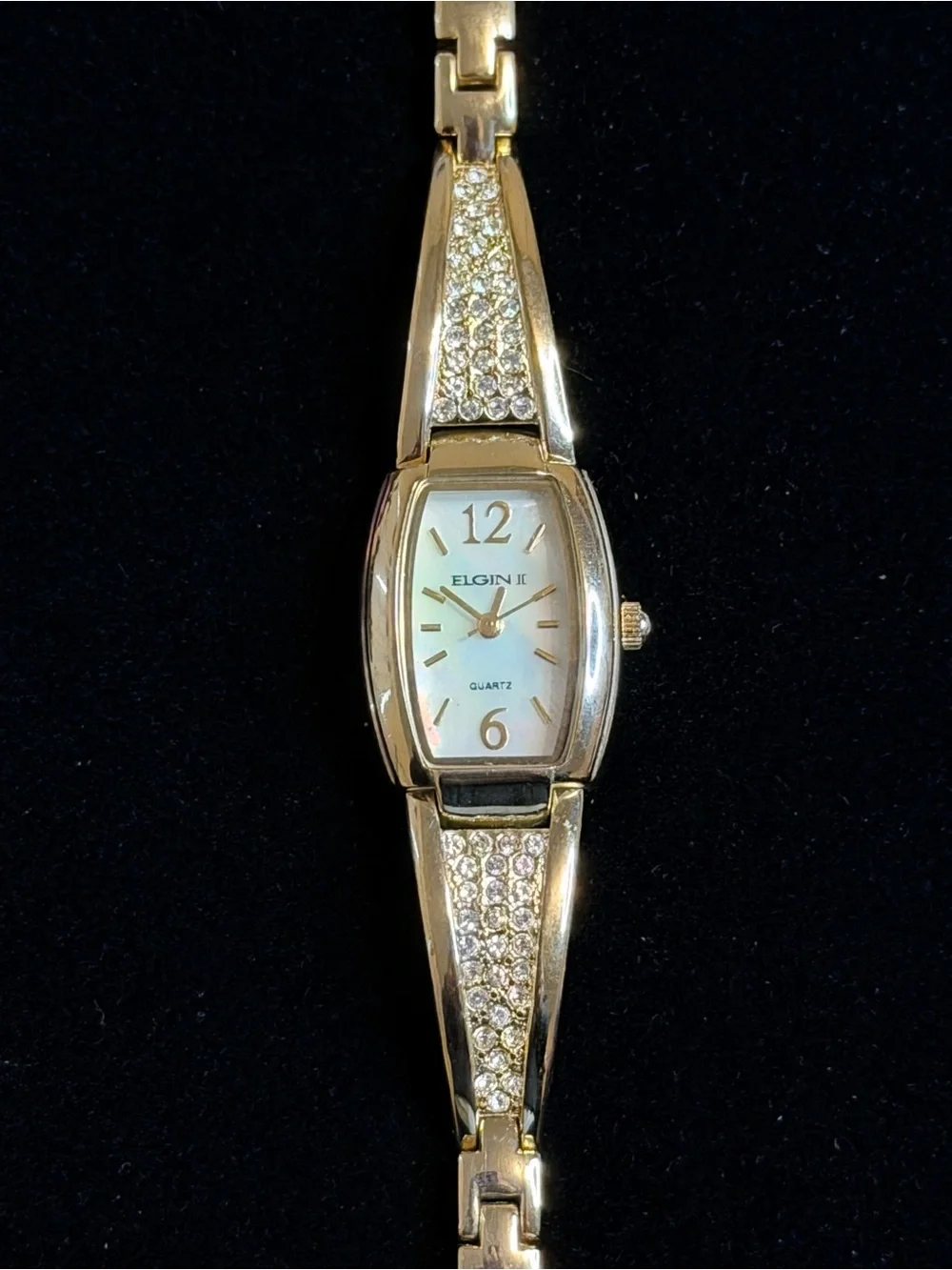 Elgin II Women's Gold-Tone Crystal Accent Bracelet Watch